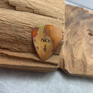 copper guitar pick,playable for 7th anniversary,copper anniversary gift,Handmade Plectrum,I Pick You Guitar Pick,Engraved Guitar Pick zdjęcie 5