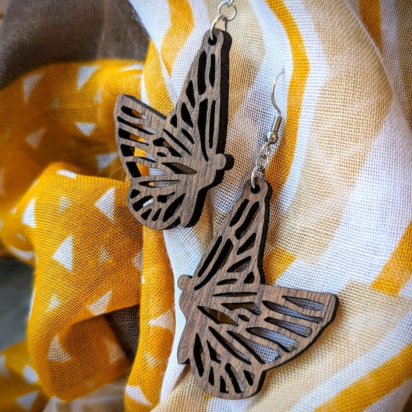 Butterfly Earrings • Fairy Earrings • Nature Inspired Wooden Handmade Jewelry • 5th Anniversary Gift • Nature, Fairycore & Cottagecore