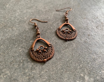 Boho style copper earrings