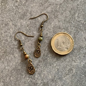 Small hanging earrings with unakite beads image 10