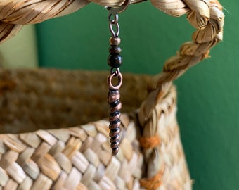 Men's earrings in copper with wood and horn