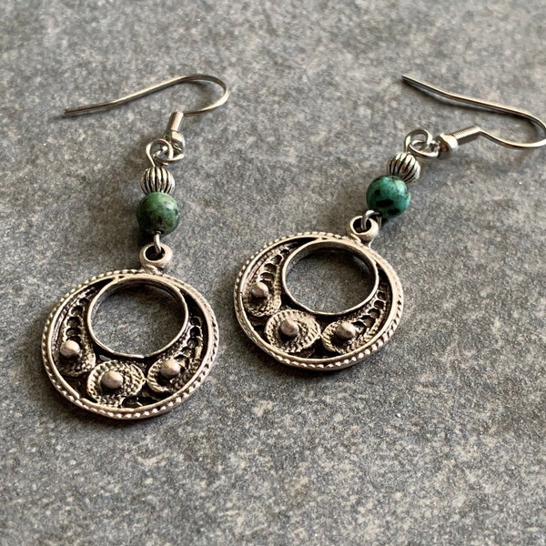 Boho earrings with natural turquoise