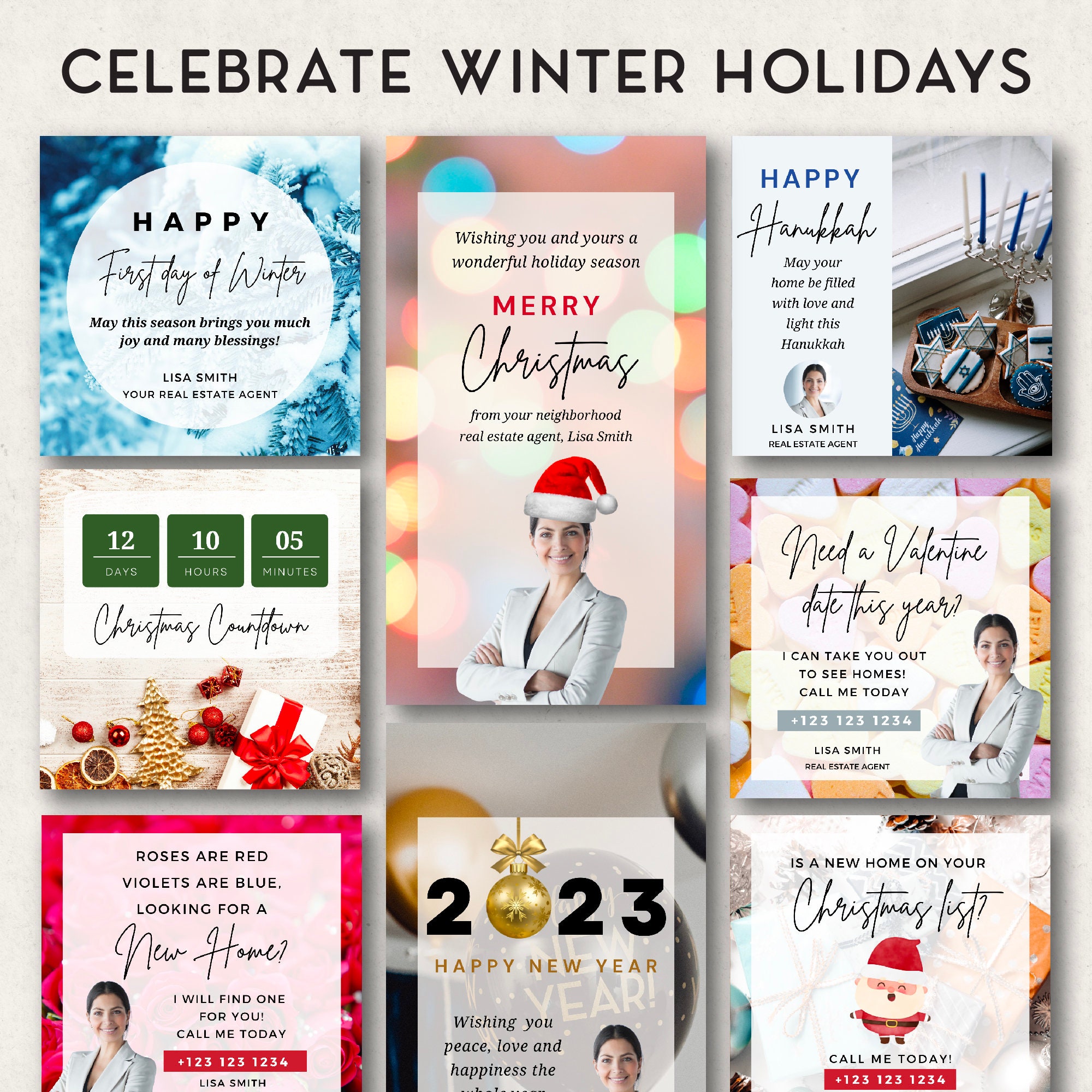 Winter Real Estate Social Media, December Real Estate Posts, Christmas