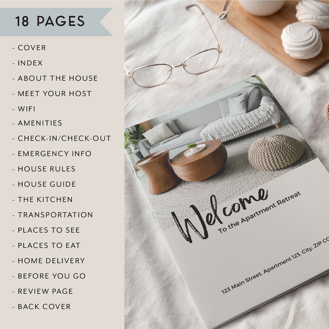 Book Template Modern, Vacation Rental Guest Book, Guide Book Template Modern, Vacation Rental Guest Book, Guide