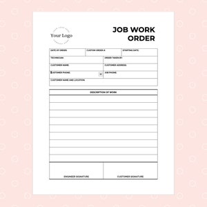 Vorlage für Arbeitsauftrag, Arbeitsanfrageformular, Vorlage für kleine Unternehmen bearbeitbar, Google Docs-Vorlage, Microsoft Word, Adobe Acrobat PDF,