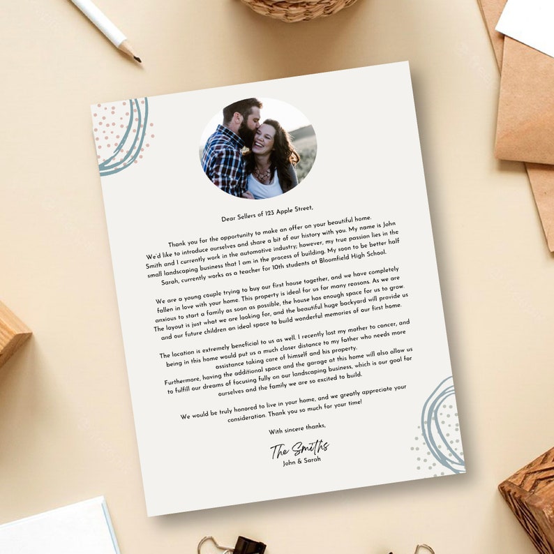 Home Offer Letter Template, First Time Home Buyer, Real Estate Love