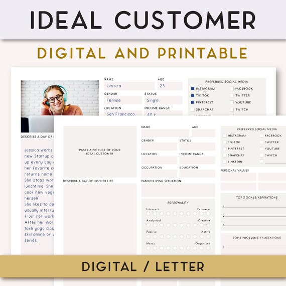 Ideal Customer Target Audience Template Customer Profile Etsy