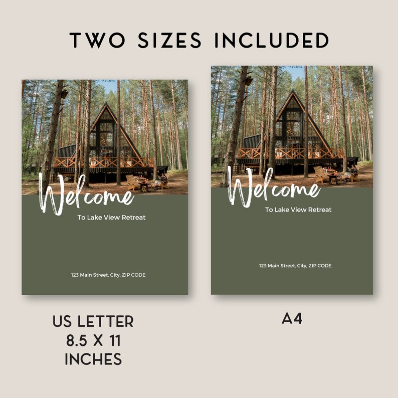 Welcome Book Template Cabin, Vacation Rental Guest Book, Welcome Book Template for the lake, Short Term Rental Guide book mountain, Guide image 5
