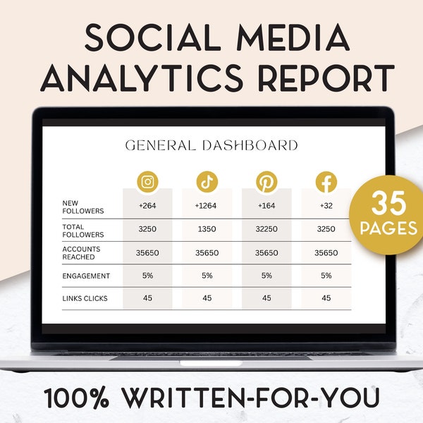 Social Media Analytics Report, Instagram report, Social Media Manager Templates, Social Media dashboard, Virtual Assistant templates, Canva