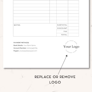 Minimalist invoice template word, Small Business invoice editable, invoice template google doc, Billing template, Invoice form, receipt image 4