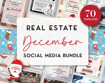 December Real Estate posts, Christmas Social Media Post, New Year Instagram Editable Template, Holiday Instagram post, Winter marketing Idea