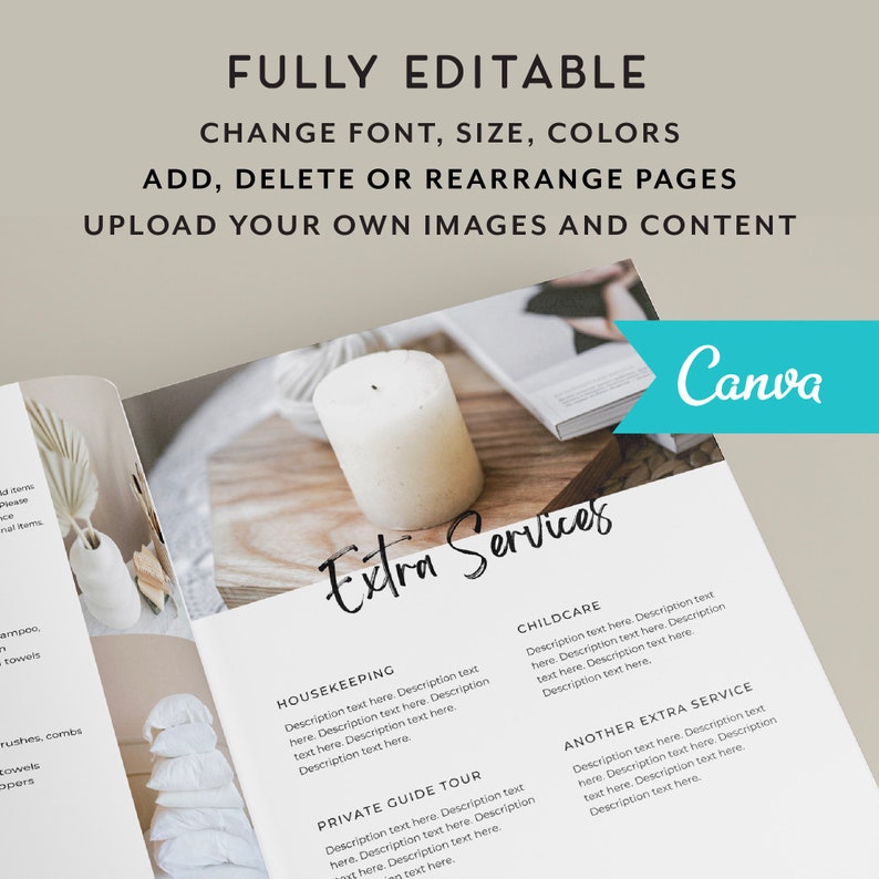 Welcome Book Template Cabin, Vacation Rental Guest Book, Welcome Book Template for the lake, Short Term Rental Guide book mountain, Guide image 4