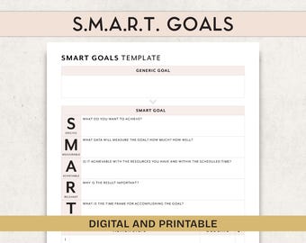 SMART Goals Template, Goal setting printable, Goal planning sheet, Planner for Goodnotes, Digital download, pdf printable, Goal Tracker