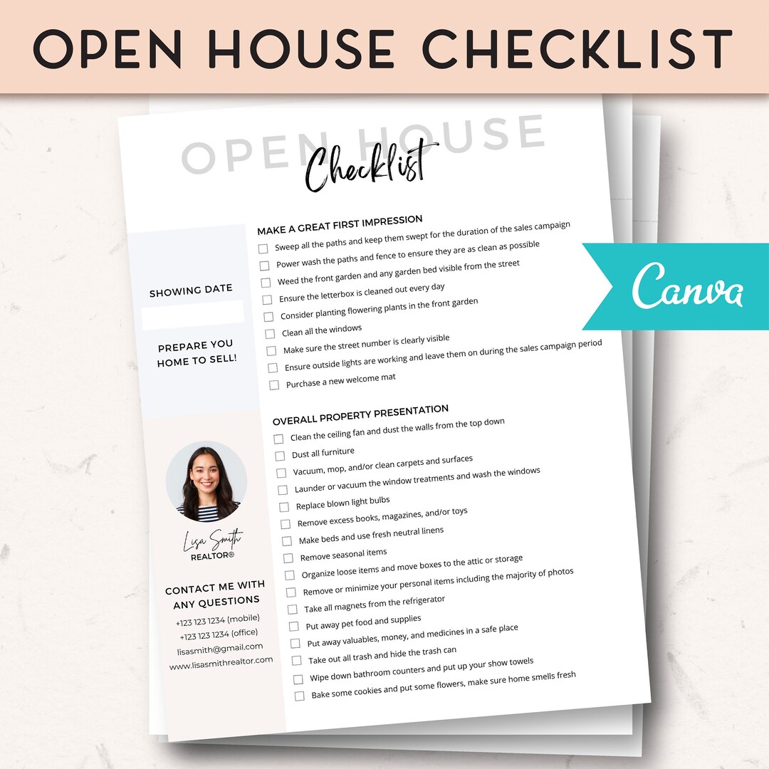 Real Estate Open House Checklist Showing Checklist Home Etsy