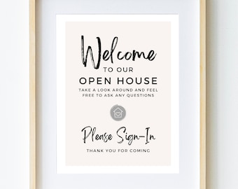Open House Welcome Sign Printable, Real Estate Marketing, Open House Supplies, Real Estate Agent Template Editable, Open House Sign In
