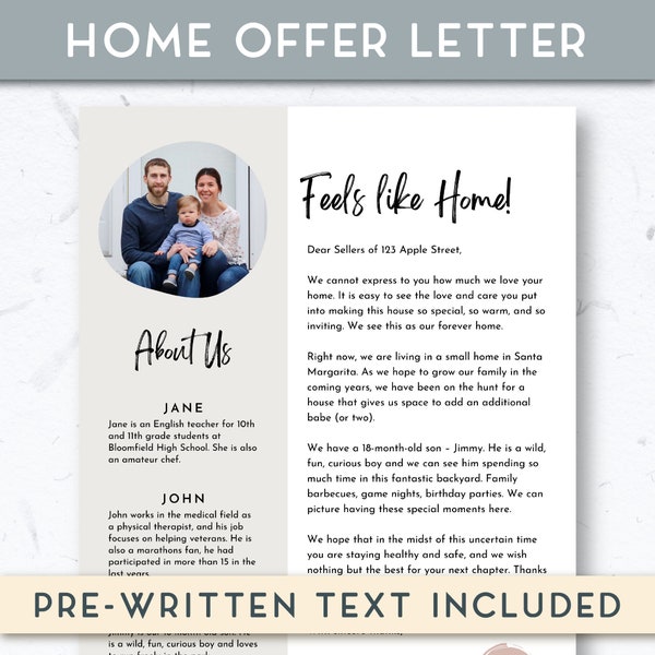 First time home buyer, Real Estate love letter, Dear seller letter printable, Home Offer Letter Template, We love your home, letter to home