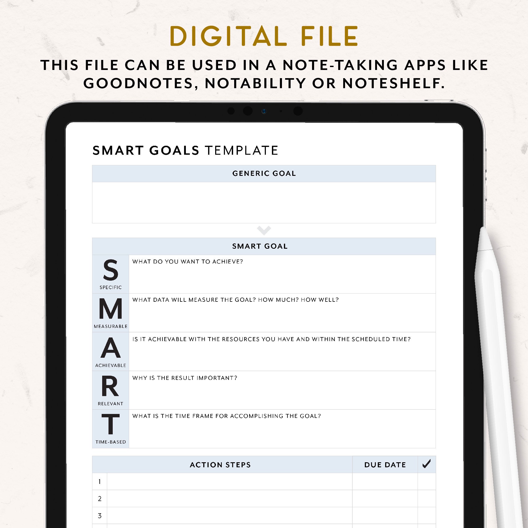 SMART Goals Template, Goal Setting Printable, Goal Planning Sheet ...