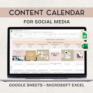 Content Planner Google Sheets, Social Media Content Calendar Excel, Social Media marketing plan, Monthly Instagram calendar template, weekly