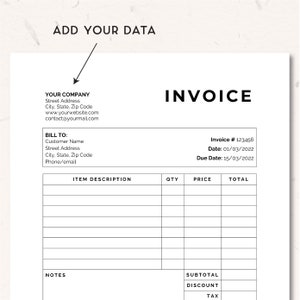 Minimalist invoice template word, Small Business invoice editable, invoice template google doc, Billing template, Invoice form, receipt image 3