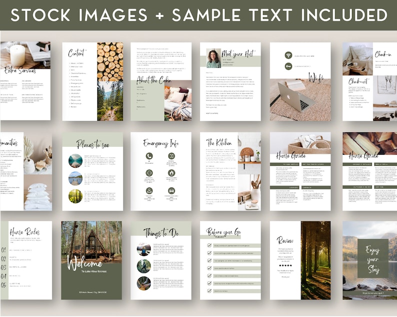 Welcome Book Template Cabin, Vacation Rental Guest Book, Welcome Book Template for the lake, Short Term Rental Guide book mountain, Guide image 3