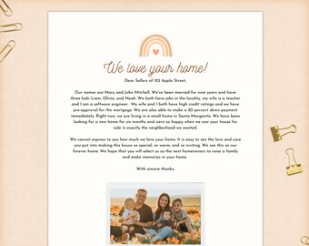 Boho Letter to seller, First time home buyer, House offer proposal, Dear seller letter printable, Real Estate proposal template, Home Offer