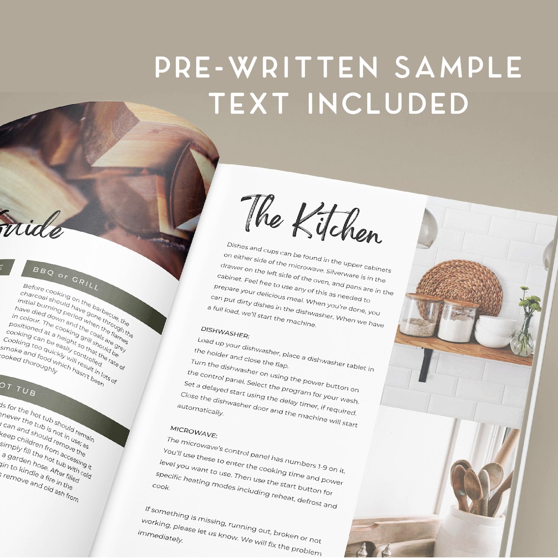 Book Template Cabin, Vacation Rental Guest Book, Book