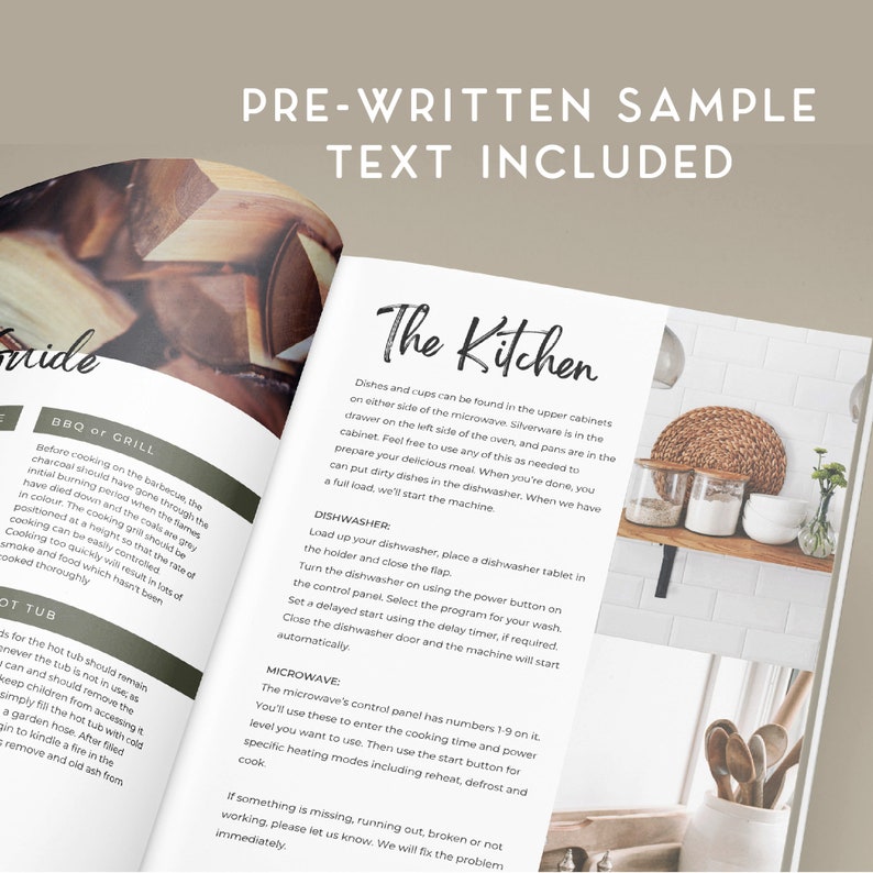 Welcome Book Template Cabin, Vacation Rental Guest Book, Welcome Book Template for the lake, Short Term Rental Guide book mountain, Guide image 6