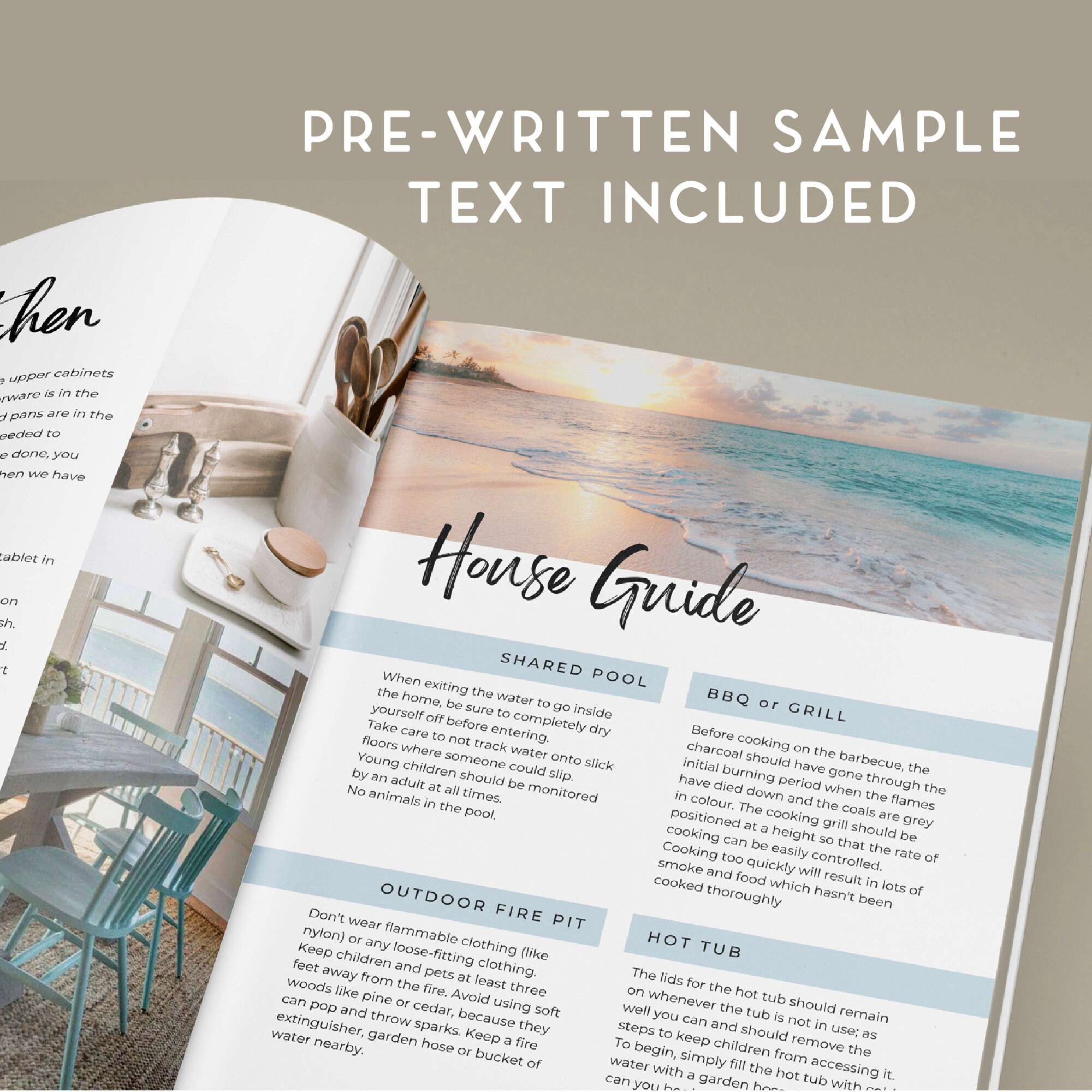 Vacation Rental Book Template Beach, Short Term Rental Guide