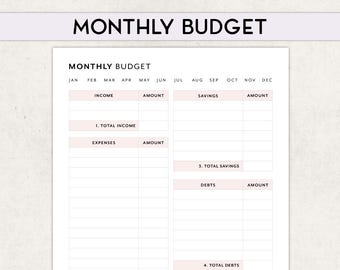 Monthly Budget template, Printable Finance Planner, Paycheck Budget pdf, Personal Finance tracker, Budget Binder printable, income tracker