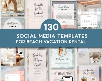 Vacation Rental Social Media Posts, Instagram Template Bundle Beach, Short term rental Posts, Host Bundle template coastal, Stories and post