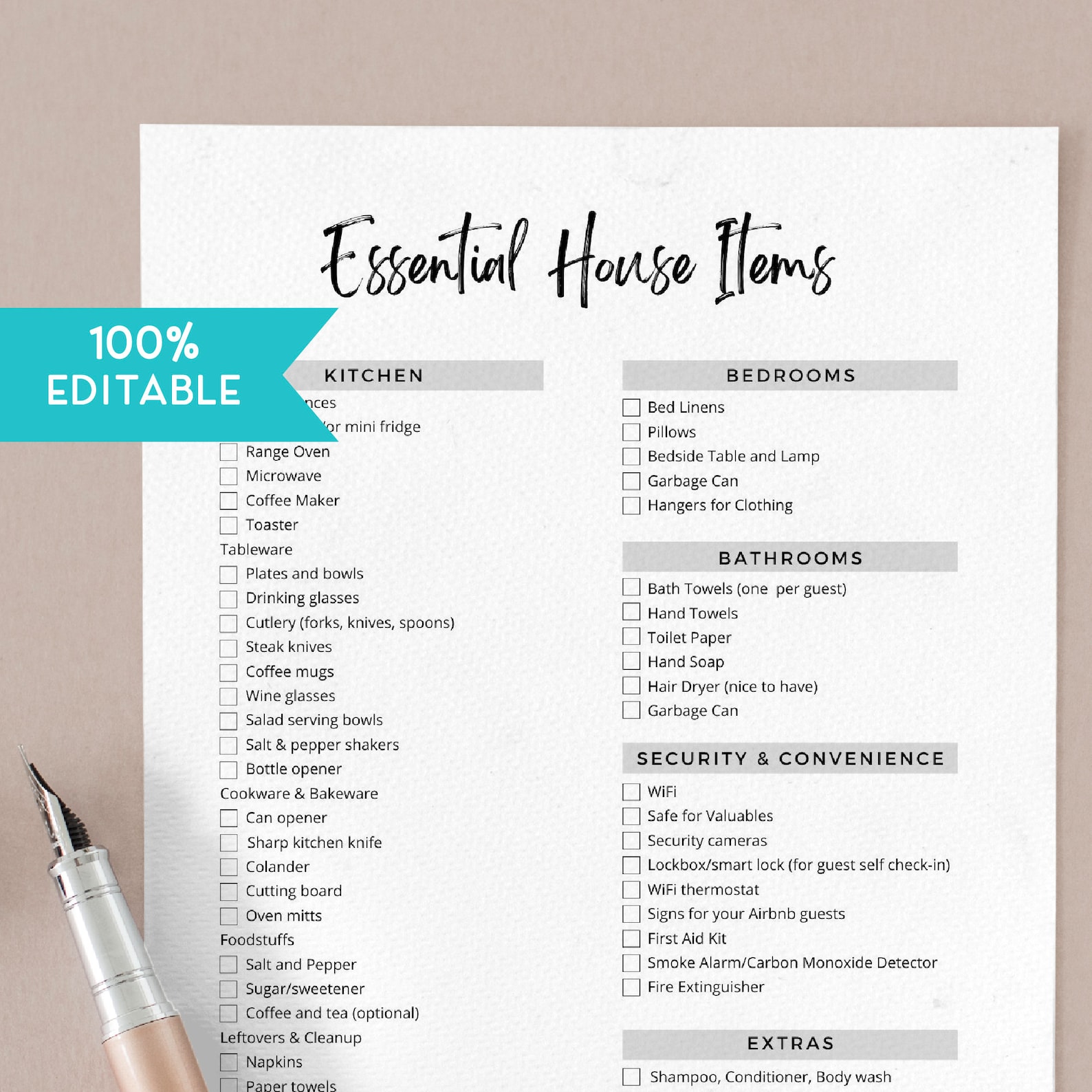 Airbnb Inventory Checklist Airbnb Essentials Housekeeping Etsy