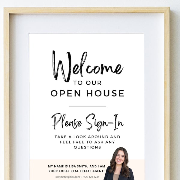 Open House Welcome Sign, Open House Sheet Printable, Real Estate Marketing, Open House Supplies editable Template, Real Estate Open House