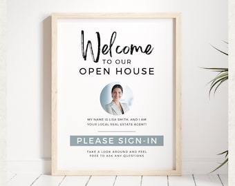 Open House Welcome Sign, Real Estate Marketing, Open House Supplies,  Template Editable, Open House Sign In Sheet, Open House templates