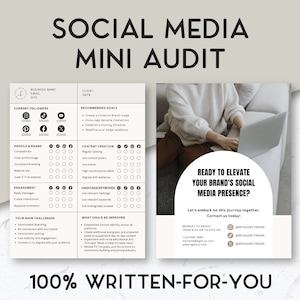 Social Media Mini Audit, Social Analytics Audit, Social Media Manager Templates, Instagram Audit Template, Tik Tok audit, Editable Canva
