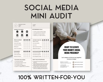 Social Media Mini Audit, Social Analytics Audit, Social Media Manager Templates, Instagram Audit Template, Tik Tok audit, Editable