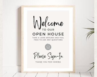 Open House Welcome Sign Printable, Real Estate Marketing, Open House Supplies, Real Estate Agent Template Editable, Open House Sign In