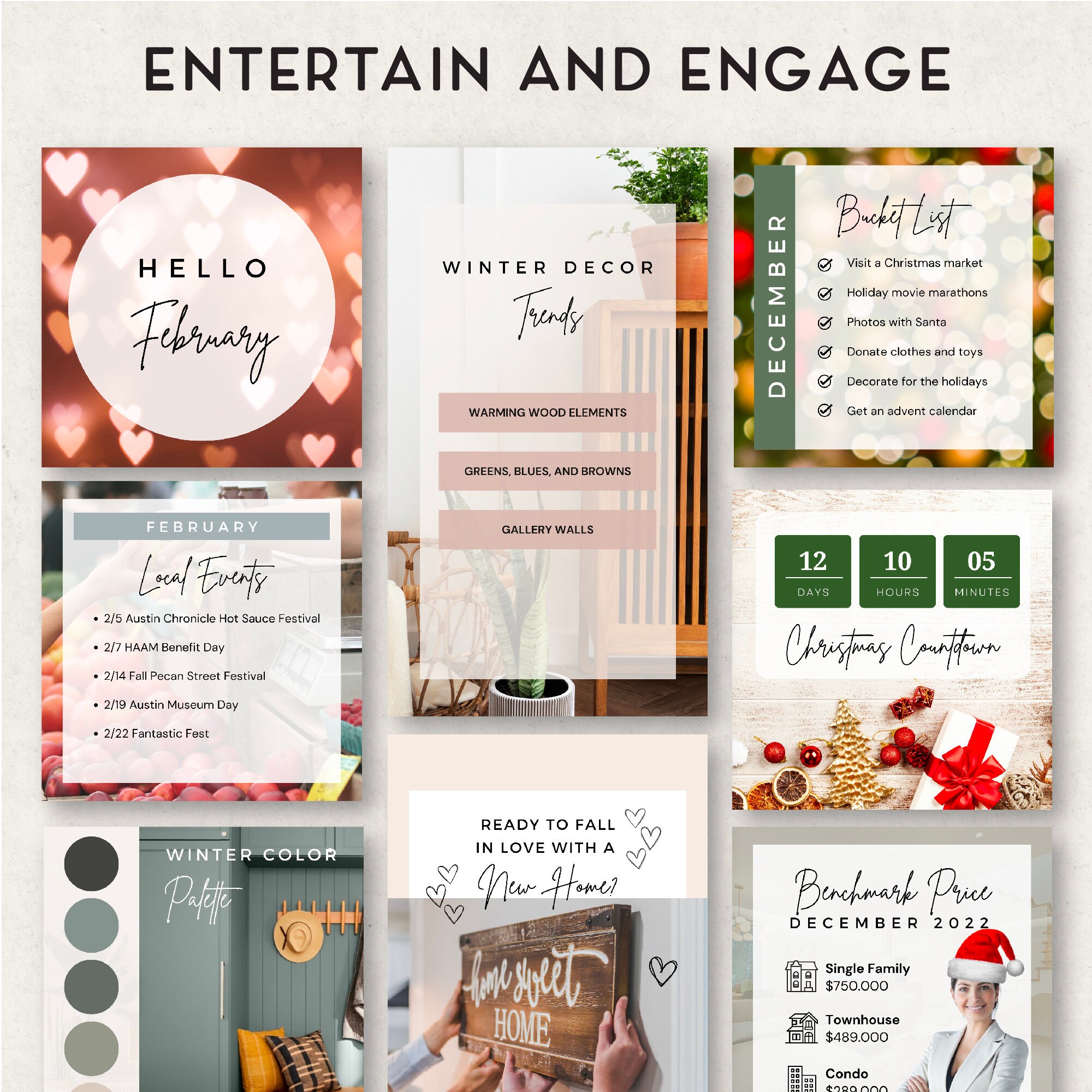 Winter Real Estate Social Media, December Real Estate Posts, Christmas