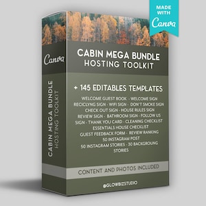 Host Bundle Cabin, Welcome Book Template for the lake, Vacation rental guidebook, Cleaning Checklist , Short term rental signs, Instagram