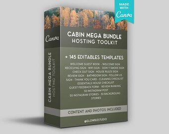 Host Bundle Cabin, Welcome Book Template for the lake, Vacation rental guidebook, Cleaning Checklist , Short term rental signs, Instagram
