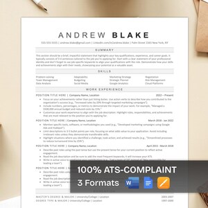 Currículum vitae compatible con ATS, plantilla de currículum vitae ATS con las mejores habilidades, currículum vitae editable en Google Docs, currículum vitae minimalista con carta de presentación, columna única