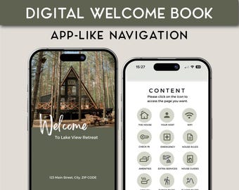 Welcome Book Template Cabin, Digital Vacation Rental Guest Book, Short Term Rental Guide book mountain, Welcome guest binder, Template for