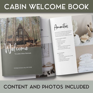 Welcome Book Template Cabin, Vacation Rental Guest Book, Welcome Book Template for the lake, Short Term Rental Guide book mountain, Guide