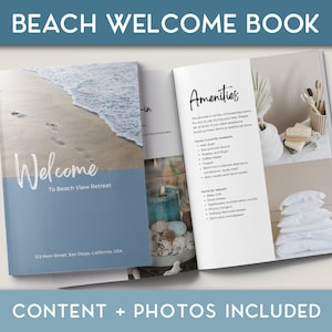 Vacation Rental Welcome Book Template Beach, Short term rental guide book, Welcome guest binder, Guest Book Coastal tropical