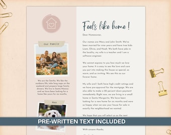 House offer proposal, Dear seller letter printable, First time home buyer, Real Estate proposal template, Home Offer Letter to seller