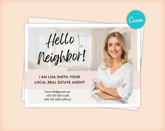 Hello Neighbor Postcard, Real Estate Postcard Farming, introduction card, Real Estate Agent Templates, Thinking of selling your home