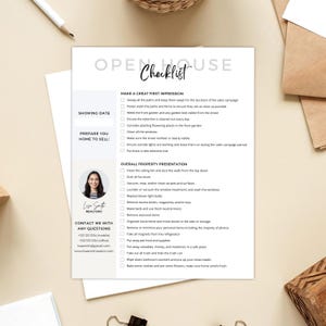 Real Estate Open House Checklist, Showing checklist, Home seller checklist, Real Estate Marketing, Home seller guide, Open House Supplies