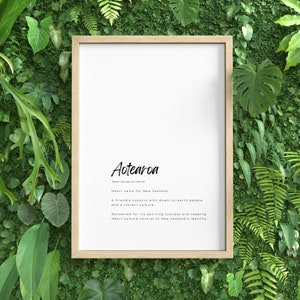 Aotearoa New Zealand Definition Wall Art Home Decor NZ Prints Cultural Wall Art Perfect for Teacher Classroom Parents Kids Kiwi Indigenous