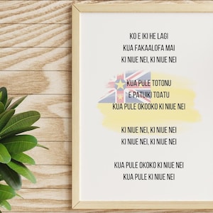 Niue National Anthem (Colour) - Wall Art - DIGITAL PRINT - Educational - Made by Niueans - Share our culture! Perfect for home decor