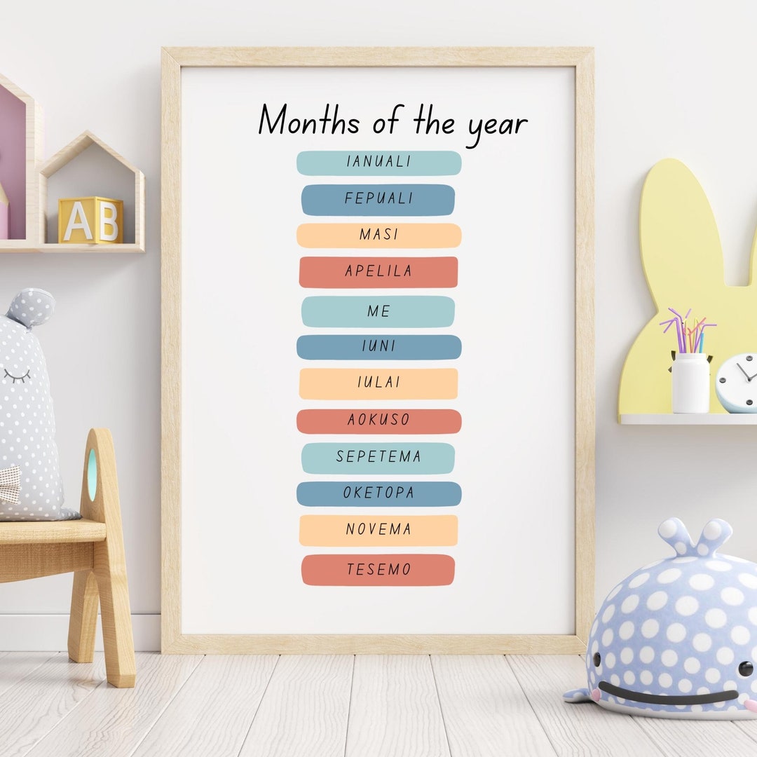 Niue Months of the Year - Wall Art Family Learning - DIGITAL PRINT ONLY ...