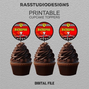 Ferrari Car Cupcakes toppers | Ferrari Cupcake Toppers Birthday FREE Additional For Your NAME!! and Easy To Print